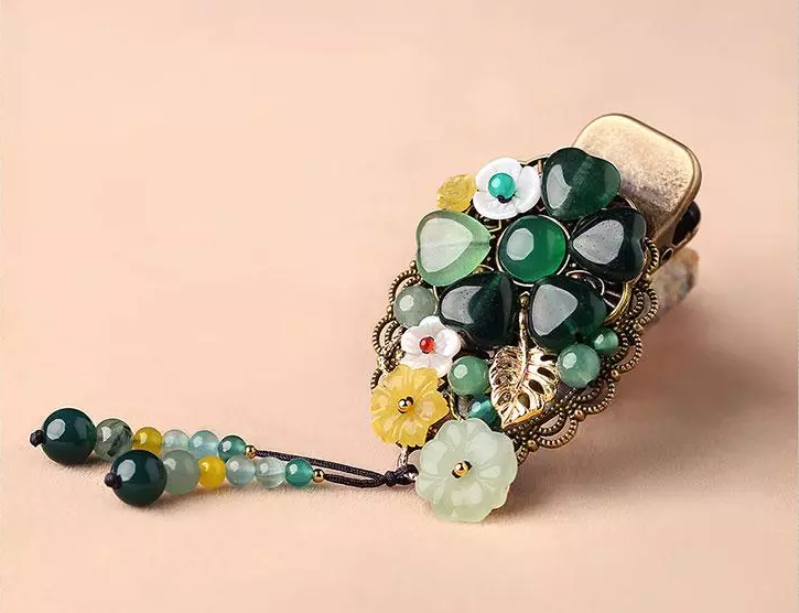 時尚匠心啟航閱讀精致彩玉裝飾古風(fēng)發(fā)夾頭飾