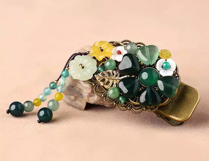 時尚匠心啟航閱讀精致彩玉裝飾古風(fēng)發(fā)夾頭飾