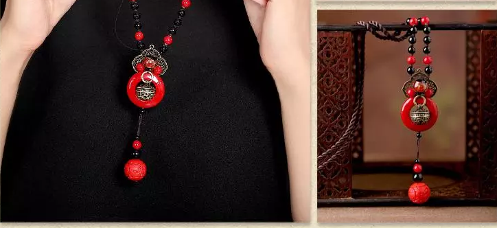 赤子心匠心啟航閱讀項鏈復(fù)古紅色吊墜毛衣鏈