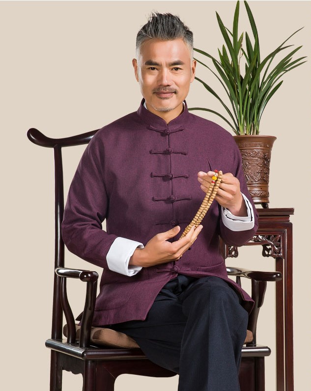 經典國風棉麻長袖男士唐裝外套