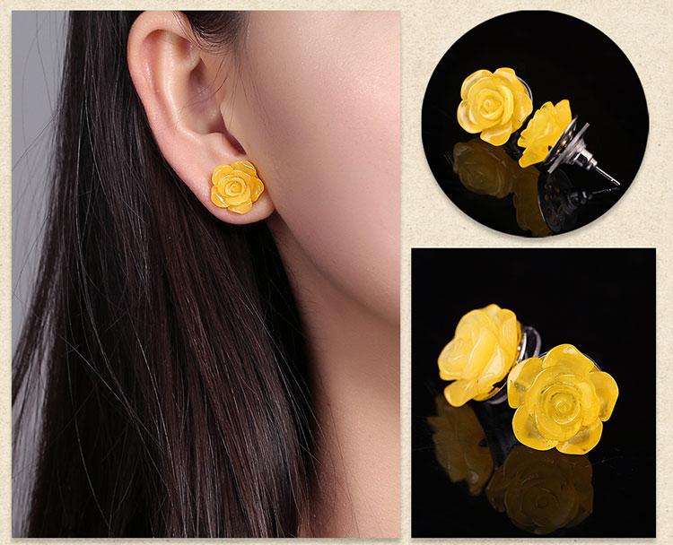 匠心啟航閱讀玫瑰花朵復(fù)古氣質(zhì)耳釘首飾