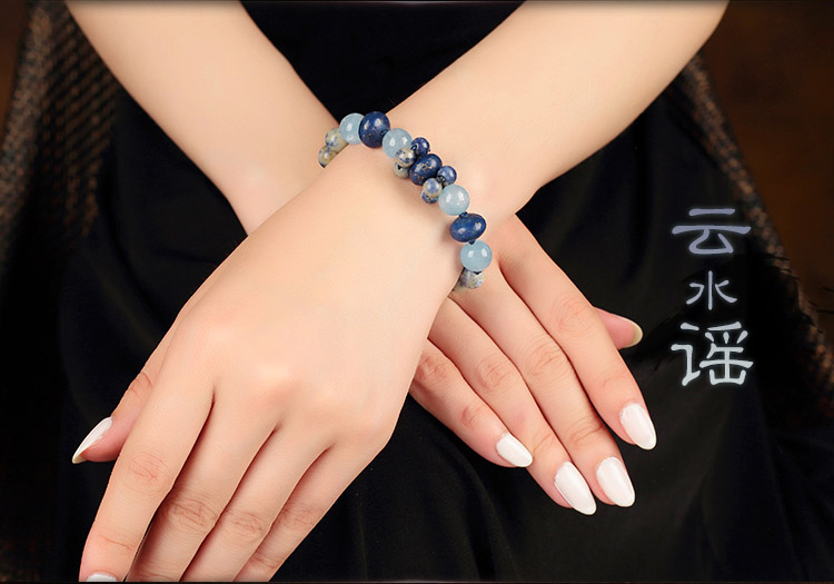 簡約清新時尚古風藍色手串