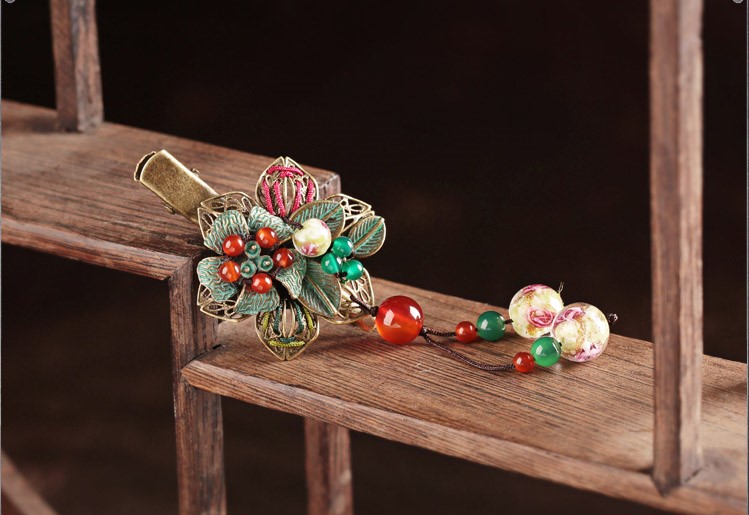 碧水映花鴨嘴夾復(fù)古匠心啟航閱讀發(fā)夾頭飾