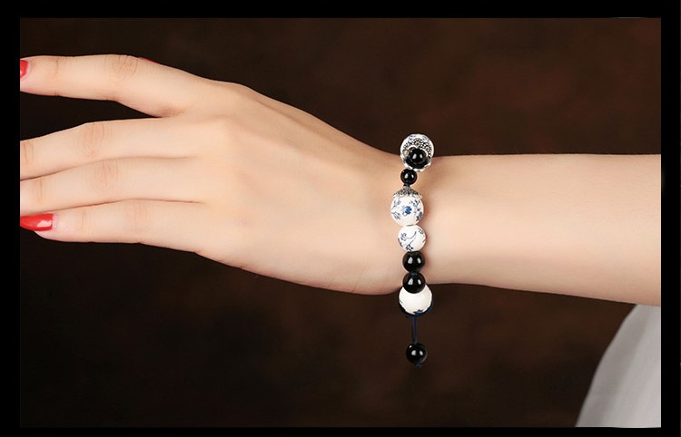 古樸匠心啟航閱讀青花瓷手鏈瑪瑙手串