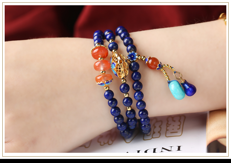 溫潤細(xì)膩多圈民族風(fēng)青金石手串