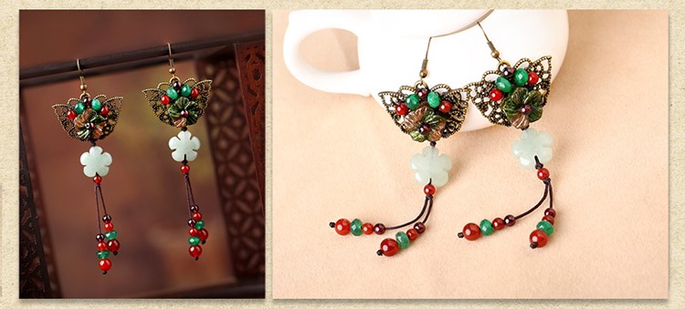 東陵玉吊墜氣質(zhì)復古鏤空耳環(huán)首飾