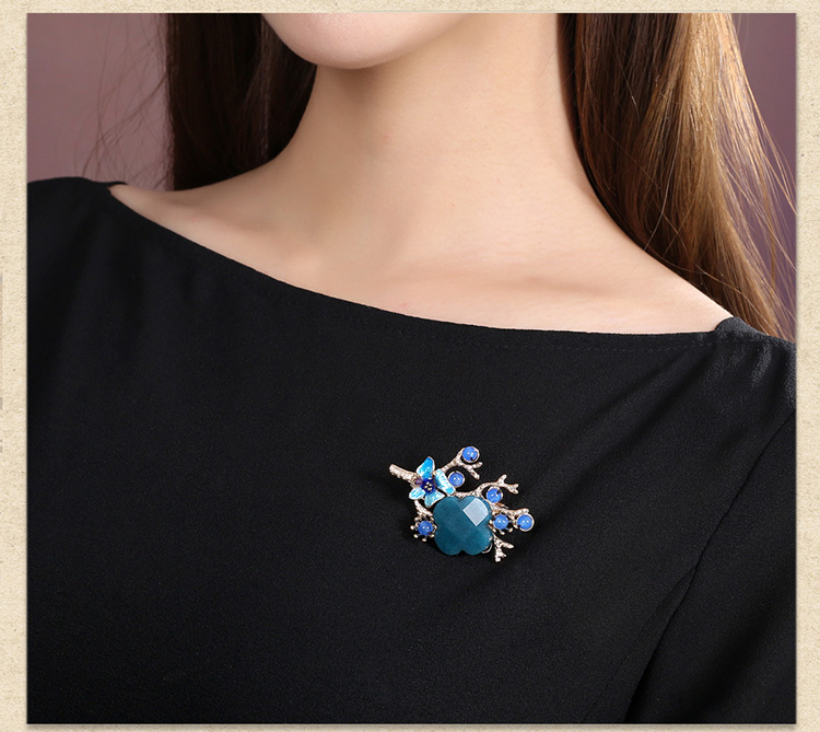藍(lán)色復(fù)古別致樹(shù)杈胸針飾品