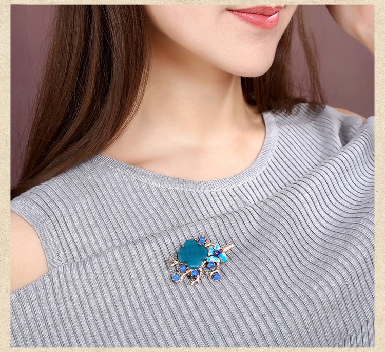 藍(lán)色復(fù)古別致樹(shù)杈胸針飾品