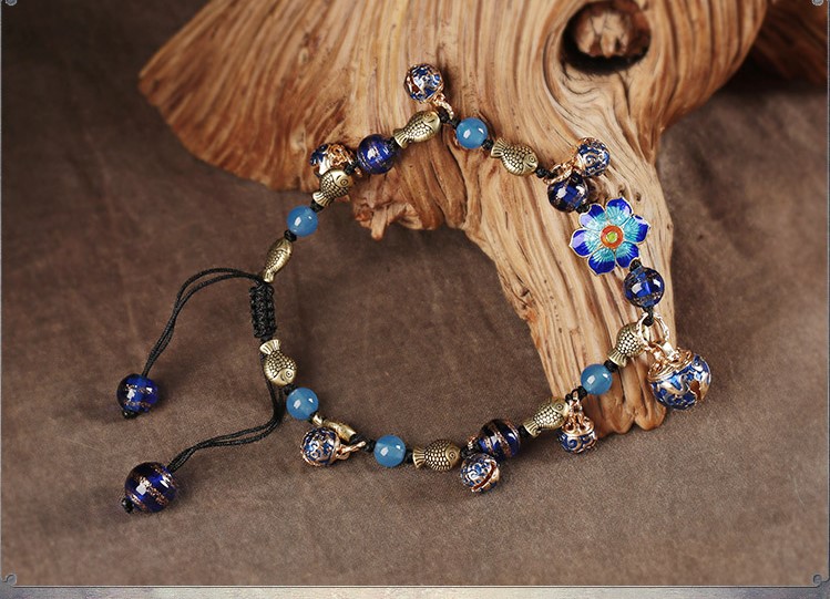 花青游腳鏈復古鈴鐺魚兒飾品