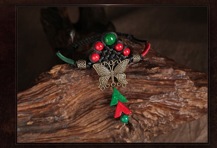 唯美蝶落腳鏈:古風(fēng)蝴蝶裝飾手工編織腳鏈