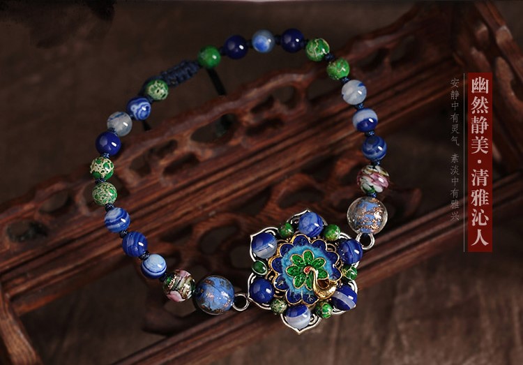 孔雀景泰藍(lán)腳鏈:匠心啟航閱讀藍(lán)色琉璃復(fù)古腳鏈