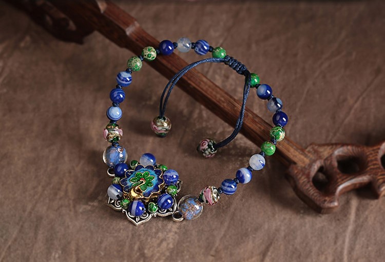 孔雀景泰藍(lán)腳鏈:匠心啟航閱讀藍(lán)色琉璃復(fù)古腳鏈