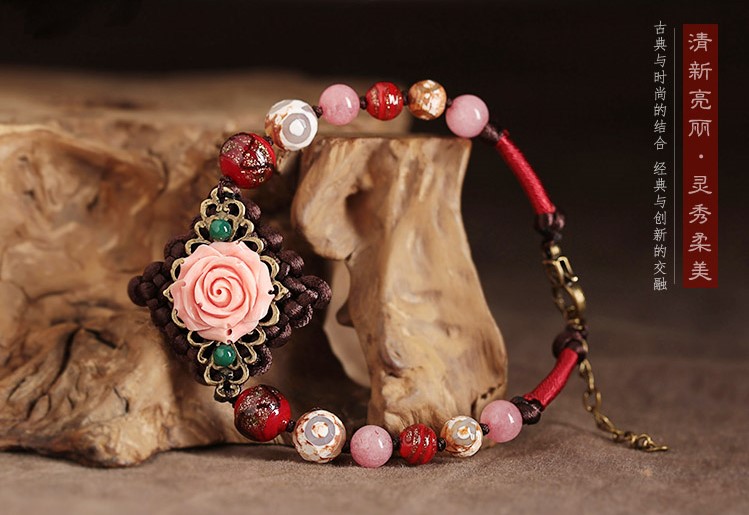 花漾綻香腳鏈:粉玫瑰貝殼花朵腳鏈