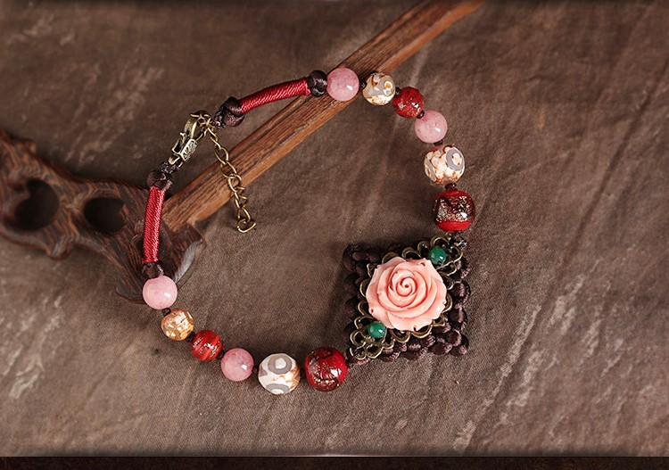 花漾綻香腳鏈:粉玫瑰貝殼花朵腳鏈