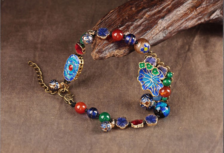 蓮情畫意腳鏈:景泰藍鈴鐺古風腳鏈