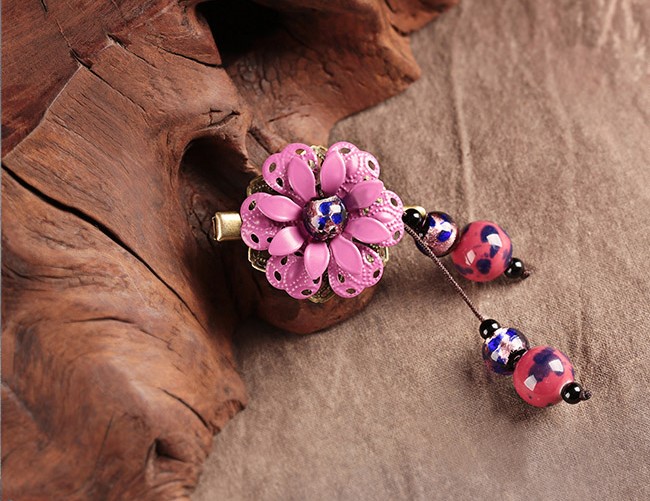 簡約時尚復(fù)古頭飾:紫姍花朵發(fā)夾頭飾