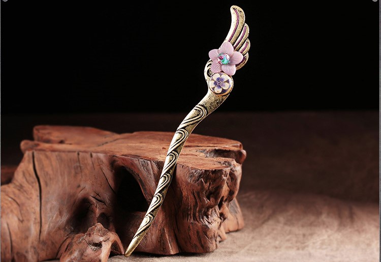 古風(fēng)簡(jiǎn)約發(fā)簪:飛仙淡紫貝殼花朵簪子頭飾