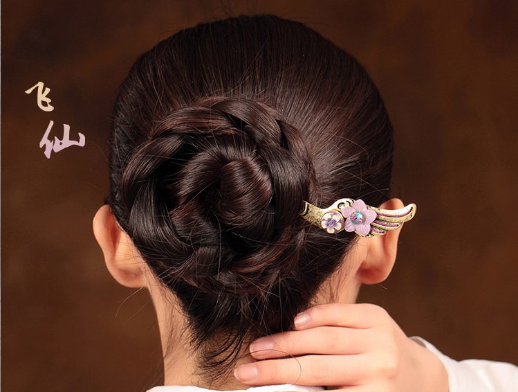 古風(fēng)簡(jiǎn)約發(fā)簪:飛仙淡紫貝殼花朵簪子頭飾