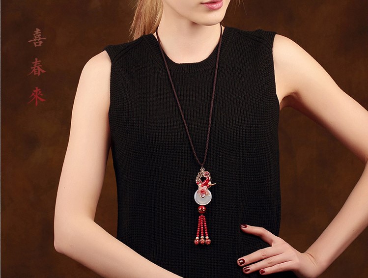 喜春來平安扣吊墜復(fù)古毛衣鏈項(xiàng)鏈
