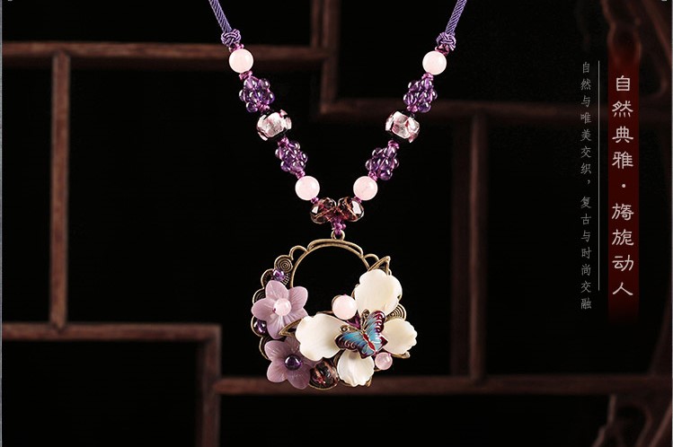 紫暮蝶翩:時(shí)尚典雅紫色項(xiàng)鏈