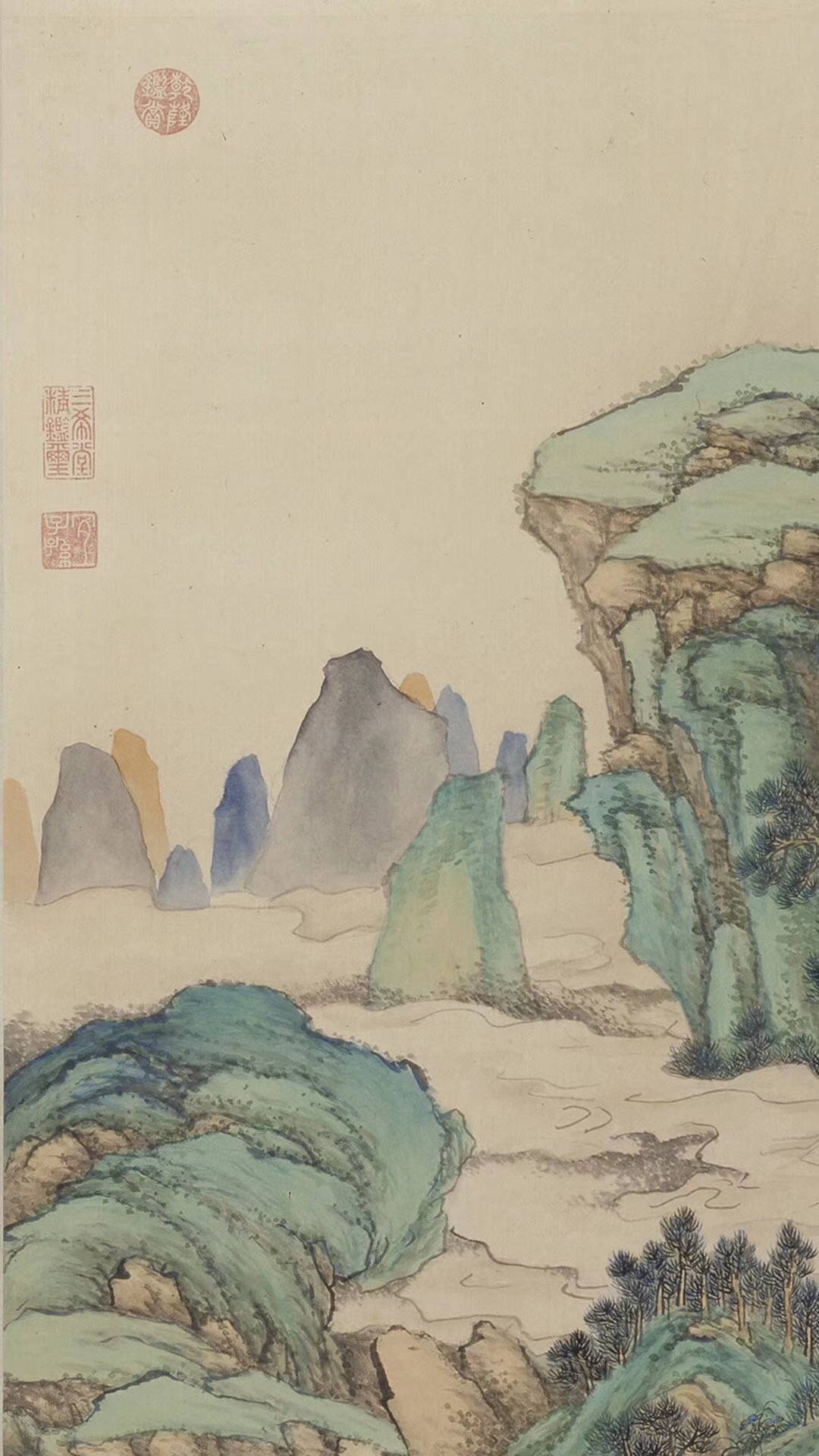 盎然春色的《仙境春長(zhǎng)圖》:青綠山水生機(jī)無(wú)限