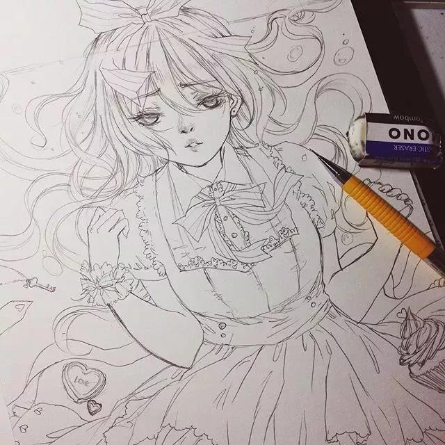 靈動的卡通動漫人物:黑白鉛筆手繪插畫