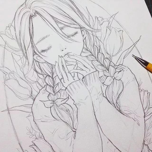 靈動的卡通動漫人物:黑白鉛筆手繪插畫