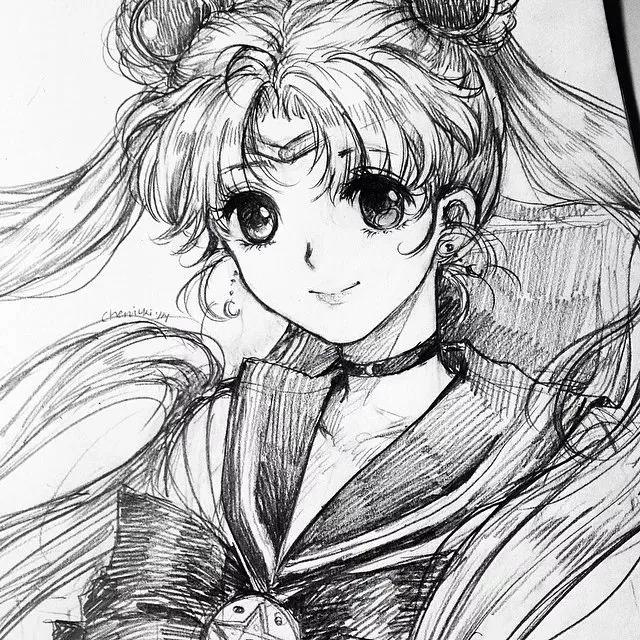 靈動的卡通動漫人物:黑白鉛筆手繪插畫