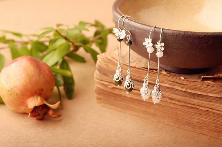 黛茉耳環(huán):天然翡翠緬甸玉米珠耳飾首飾