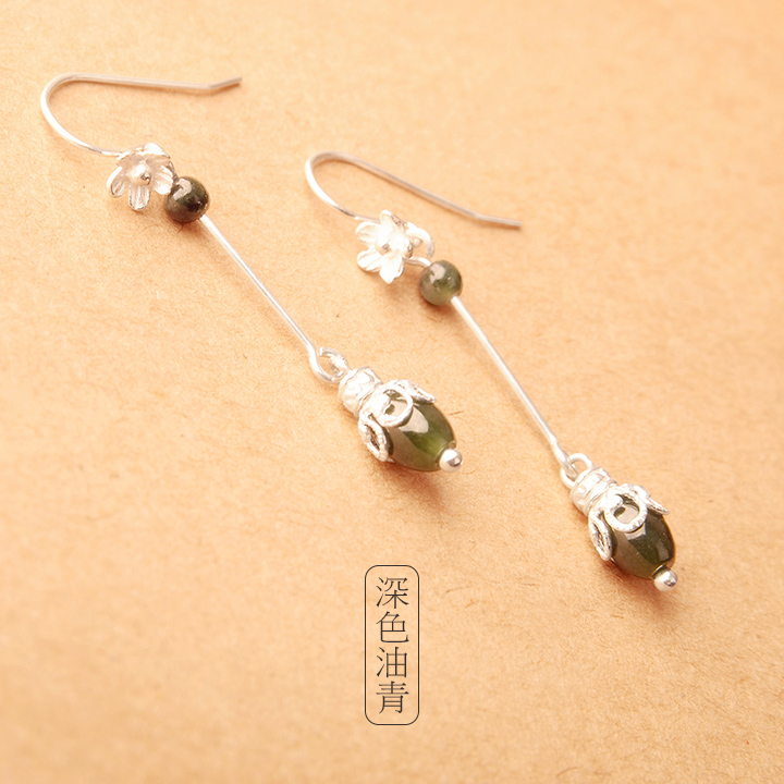 黛茉耳環(huán):天然翡翠緬甸玉米珠耳飾首飾