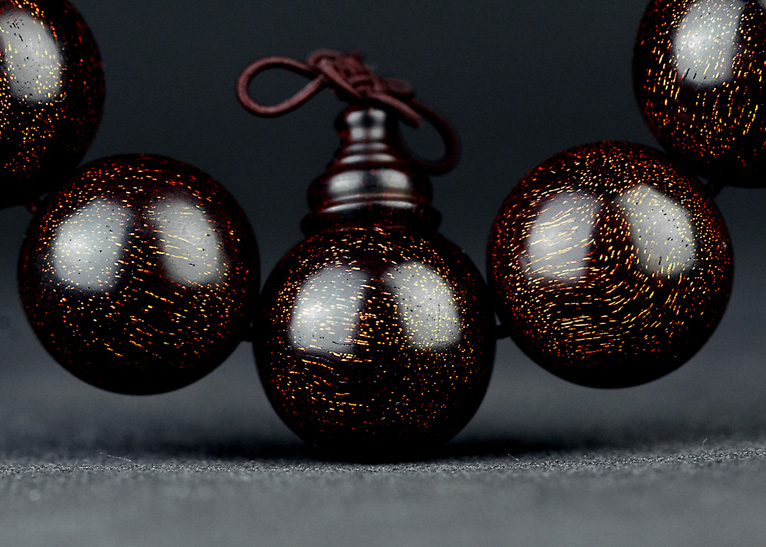 爆滿(mǎn)金星小葉紫檀大顆佛珠手串