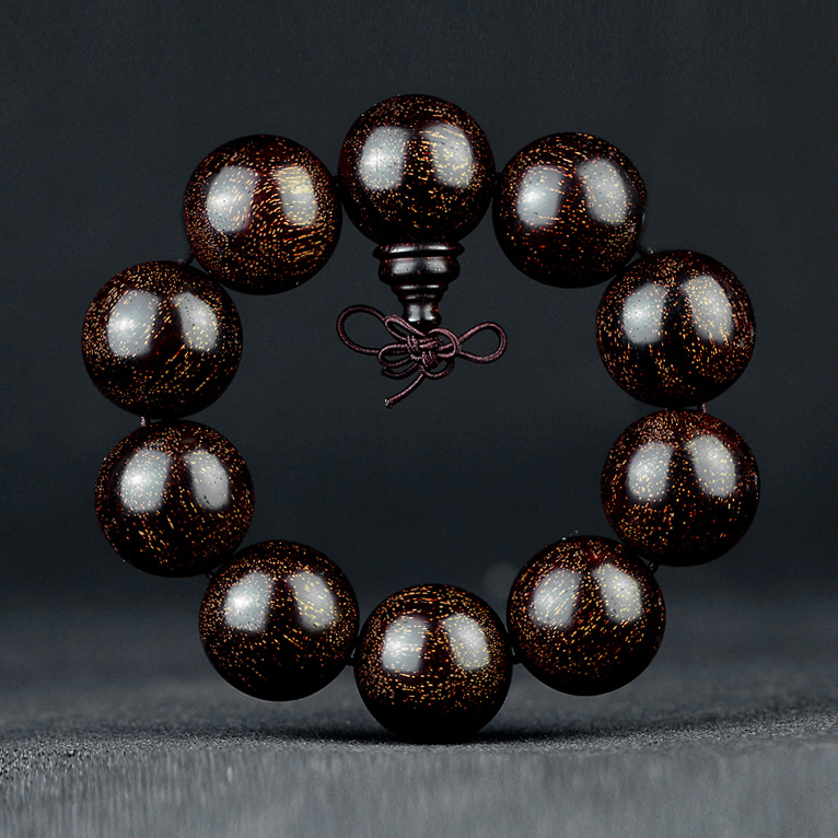 爆滿(mǎn)金星小葉紫檀大顆佛珠手串