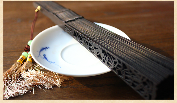 匠心啟航閱讀雕花黑檀烏木折扇圖片