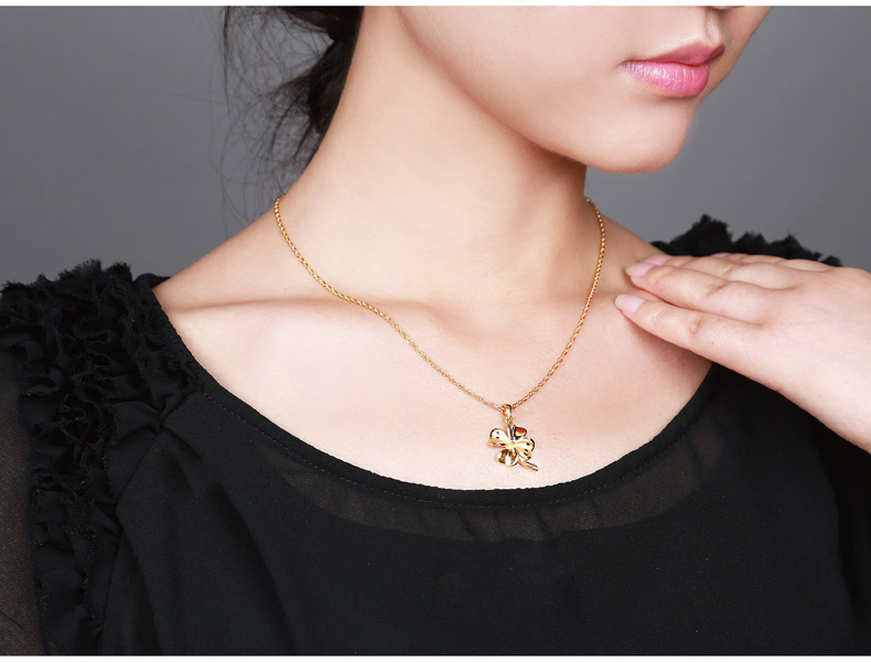 女款時尚硬金首飾四葉草黃金吊墜