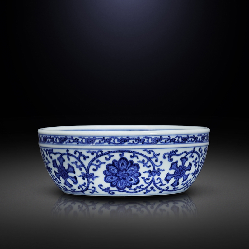 清乾隆青花纏枝蓮紋樣水盂(仿)