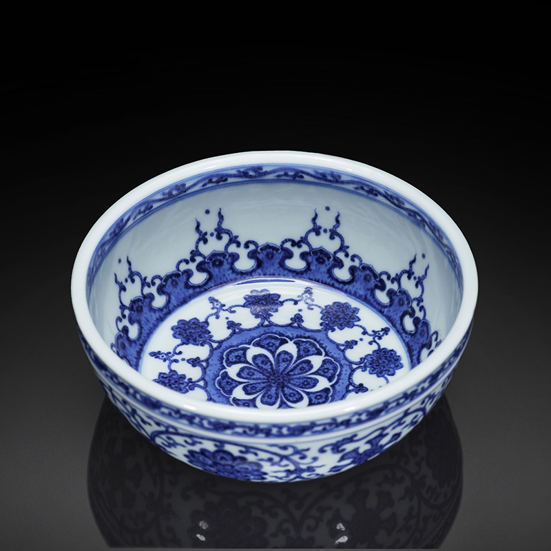 清乾隆青花纏枝蓮紋樣水盂(仿)