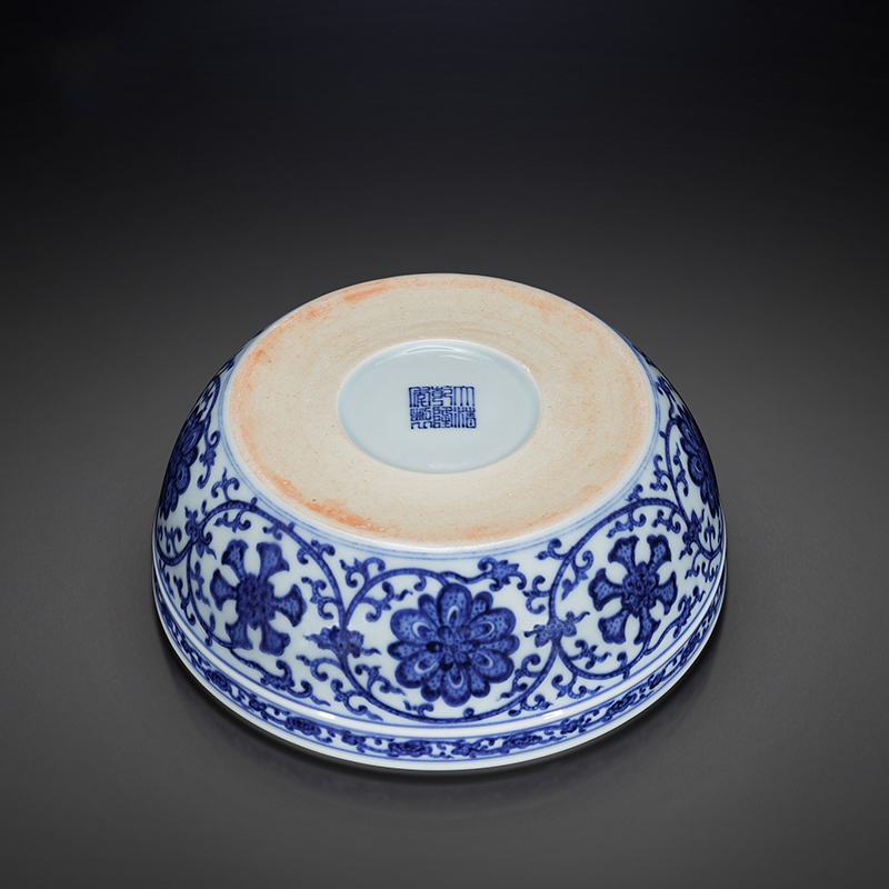 清乾隆青花纏枝蓮紋樣水盂(仿)