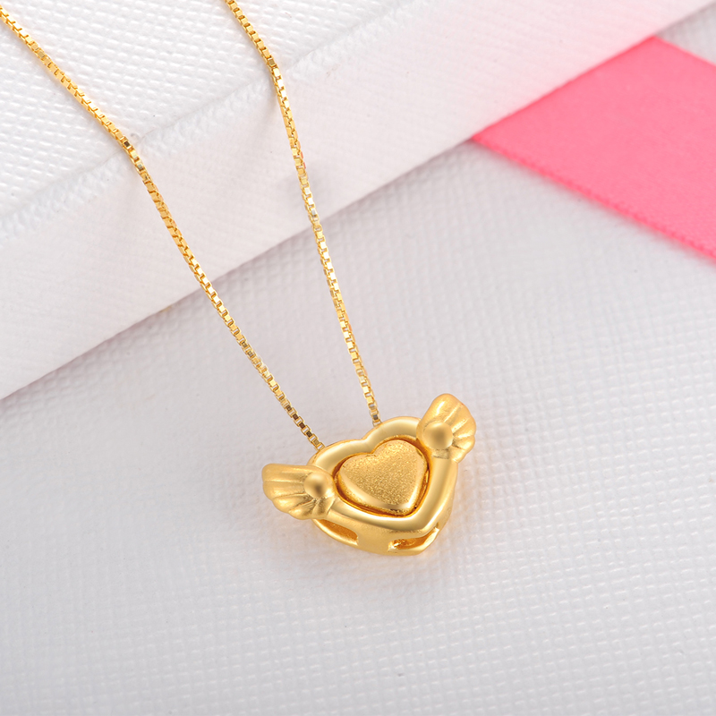 心形天使之戀黃金吊墜