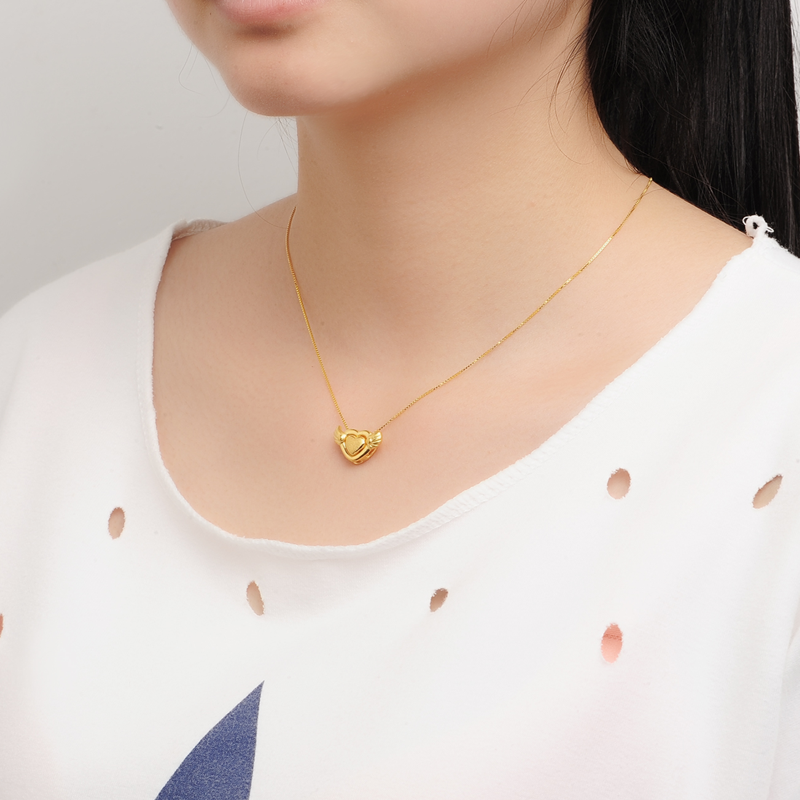 心形天使之戀黃金吊墜