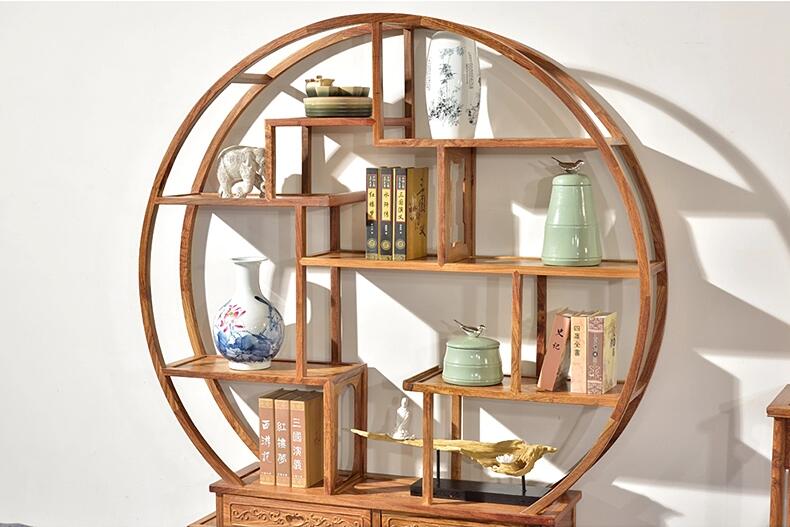 實(shí)木仿古新中式非洲花梨木博古架