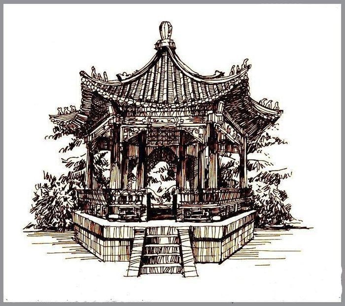 匠心啟航閱讀手繪叢臺(tái)亭臺(tái)樓閣