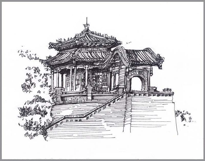 匠心啟航閱讀手繪叢臺(tái)亭臺(tái)樓閣