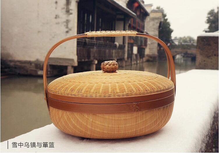 竹編制品匠心啟航閱讀茶點(diǎn)收納簞籃