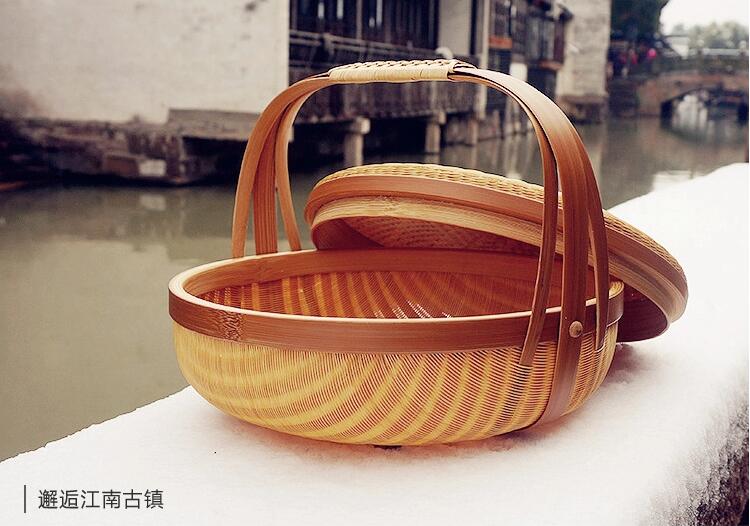 竹編制品匠心啟航閱讀茶點(diǎn)收納簞籃