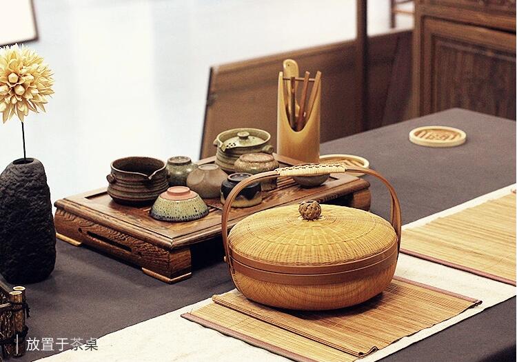 竹編制品匠心啟航閱讀茶點(diǎn)收納簞籃