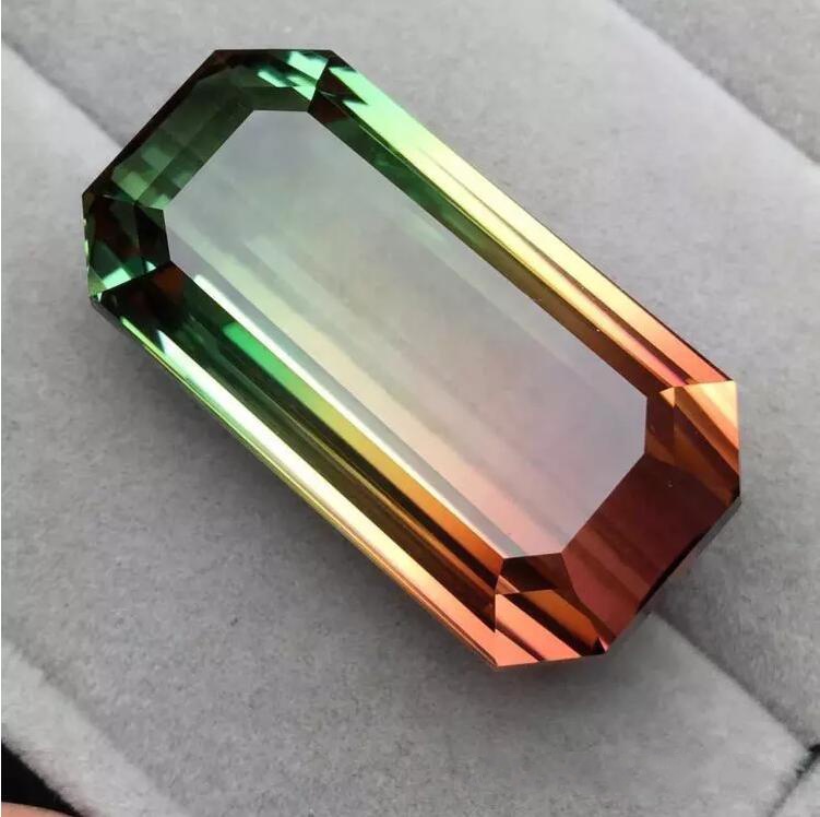 天然西瓜碧璽裸石長條戒面