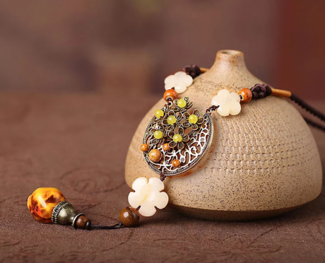 時(shí)尚民族風(fēng)東陵玉裝飾毛衣鏈項(xiàng)鏈?zhǔn)罪? / data-AeVL=