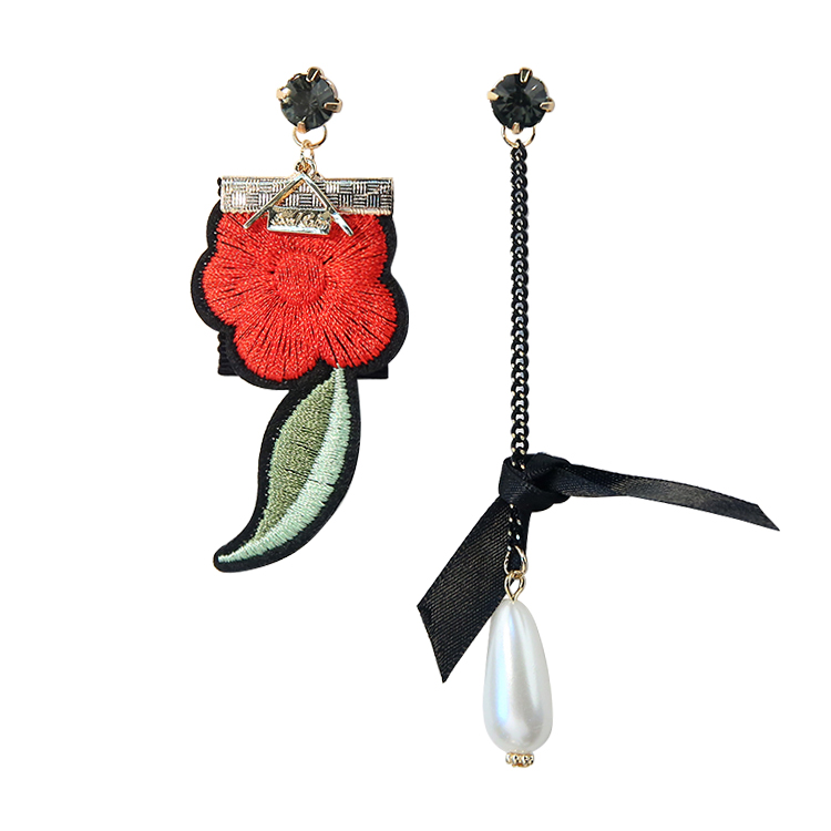 匠心啟航閱讀時(shí)尚刺繡耳環(huán)不對(duì)稱(chēng)耳釘長(zhǎng)款珍珠吊墜