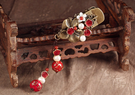 古典匠心啟航閱讀發(fā)夾琉璃吊墜頭飾