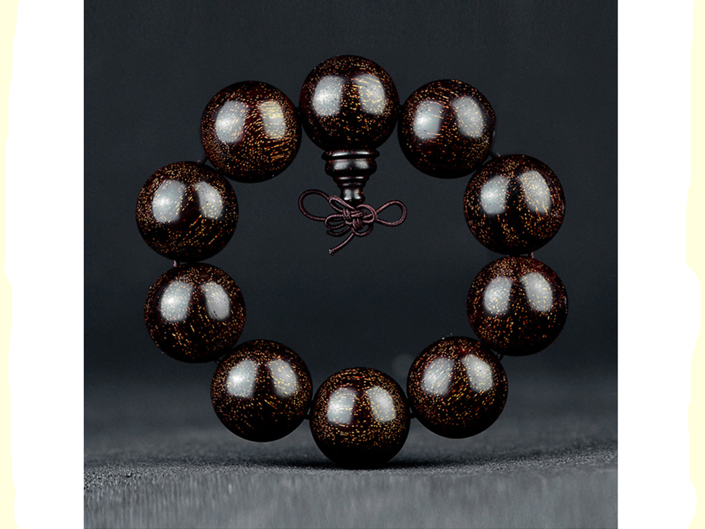 爆滿(mǎn)金星小葉紫檀大顆佛珠手串